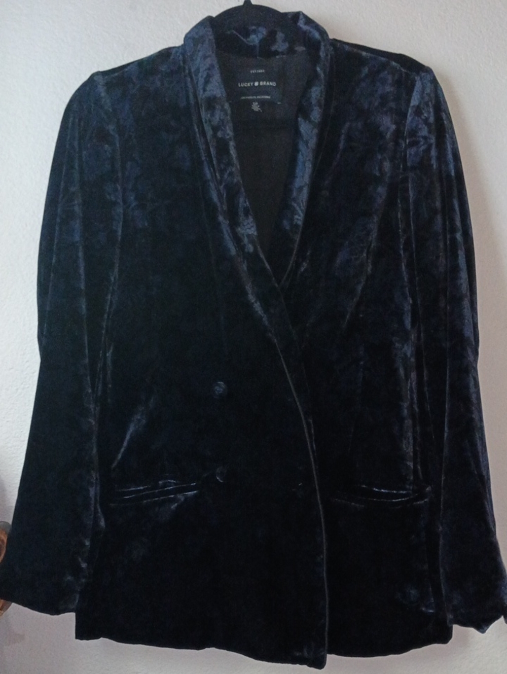 Lucky Brand Velvet Floral Blue And Black Blazer